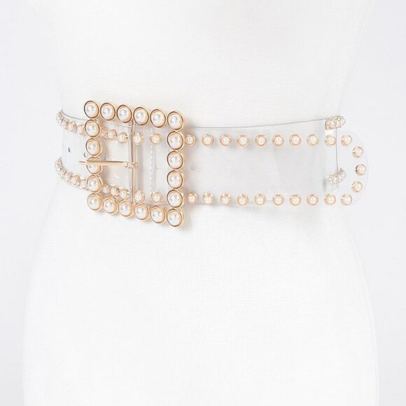 Rhinestone Buckle Plus Size Clear Belt W/stones main image 2